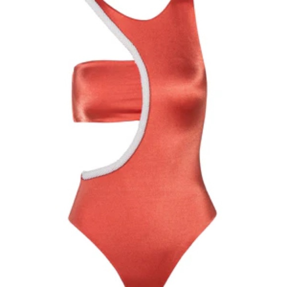 Baobab Collection Coral Swimsuit with White Trim